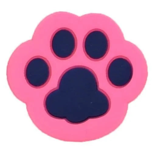 Black On Dark Pink Shaped Paw Print Large Shoe Charm