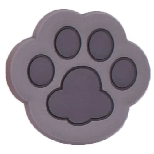 Black On Dark Grey Shaped Paw Print Large Shoe Charm