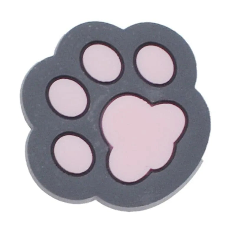 Pink On Grey Shaped Paw Print Large Shoe Charm