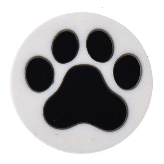 Black On White Round Paw Print Shoe Charm