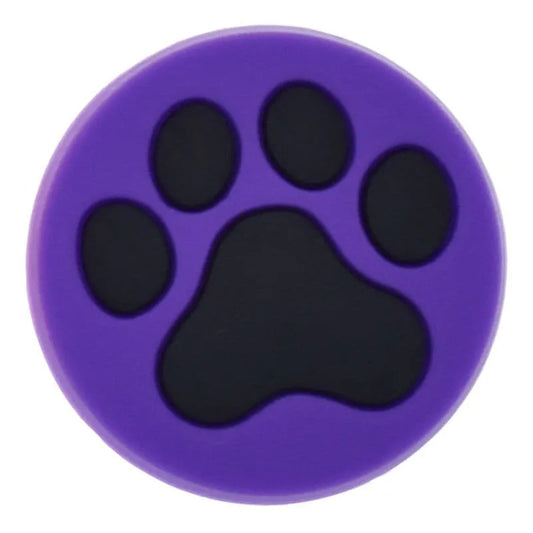 Black On Purple Round Paw Print Shoe Charm