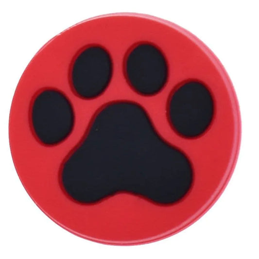 Black On Red Round Paw Print Shoe Charm