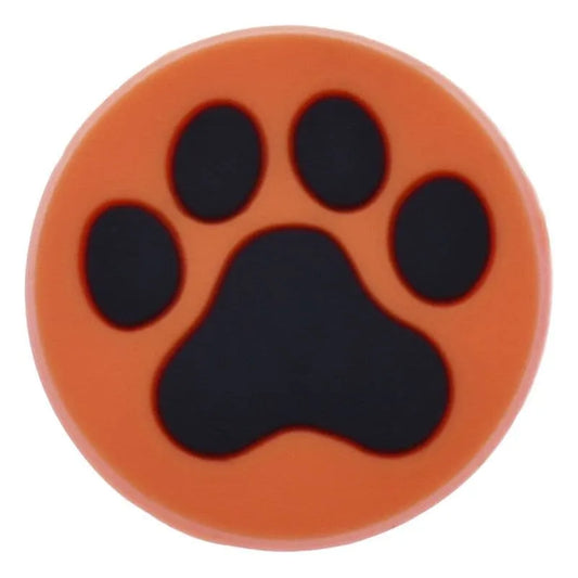 Black On Orange Round Paw Print Shoe Charm