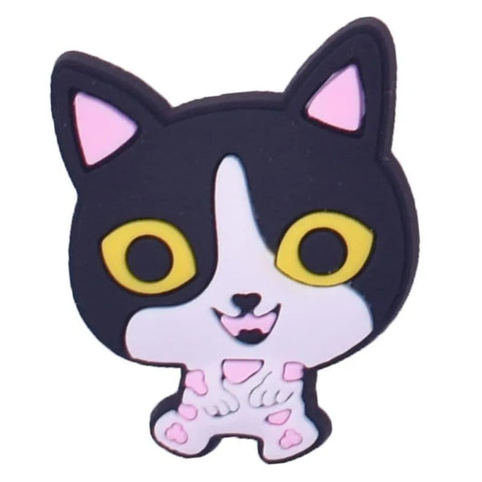 Kitten Face Black Shoe Charm