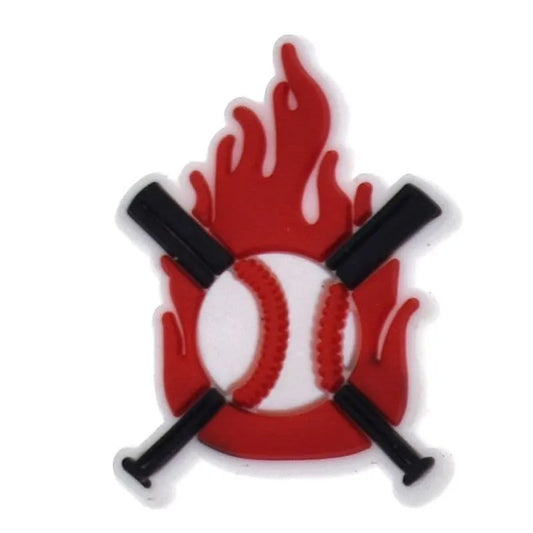 Flaming Flying Ball Baseball Shoe Charm