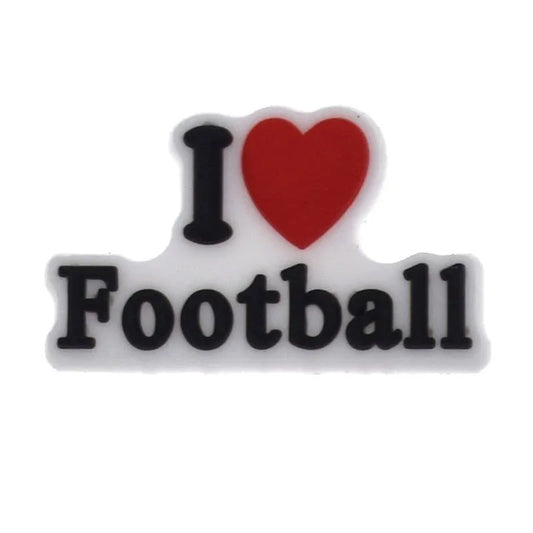 I Love Football Logo Sign Shoe Charm