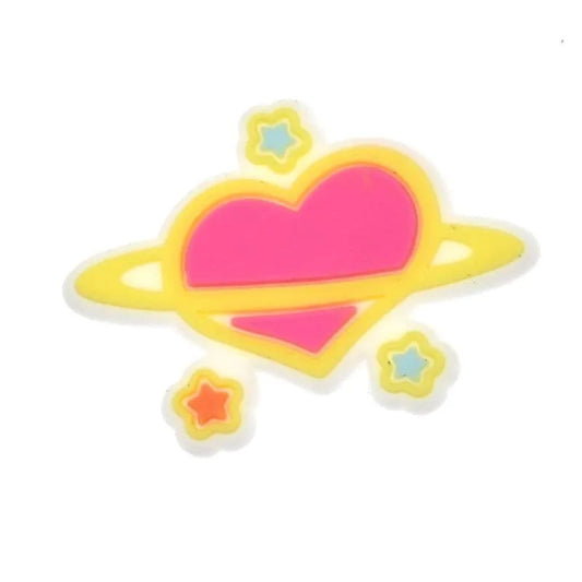Pink Heart Planet Shoe Charm