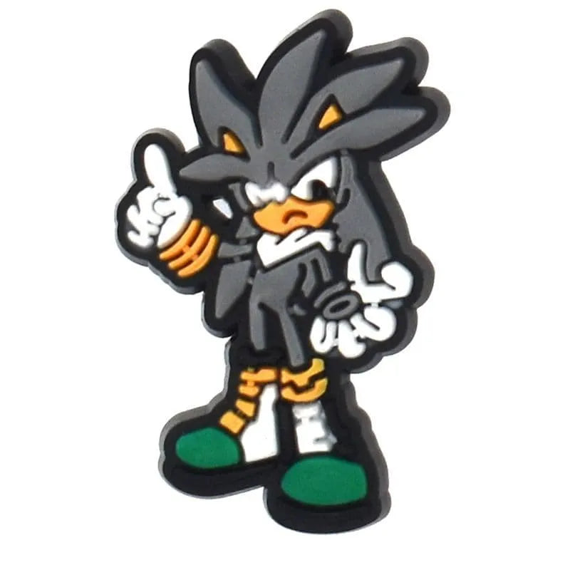 Silver Sonic Shoe Charm