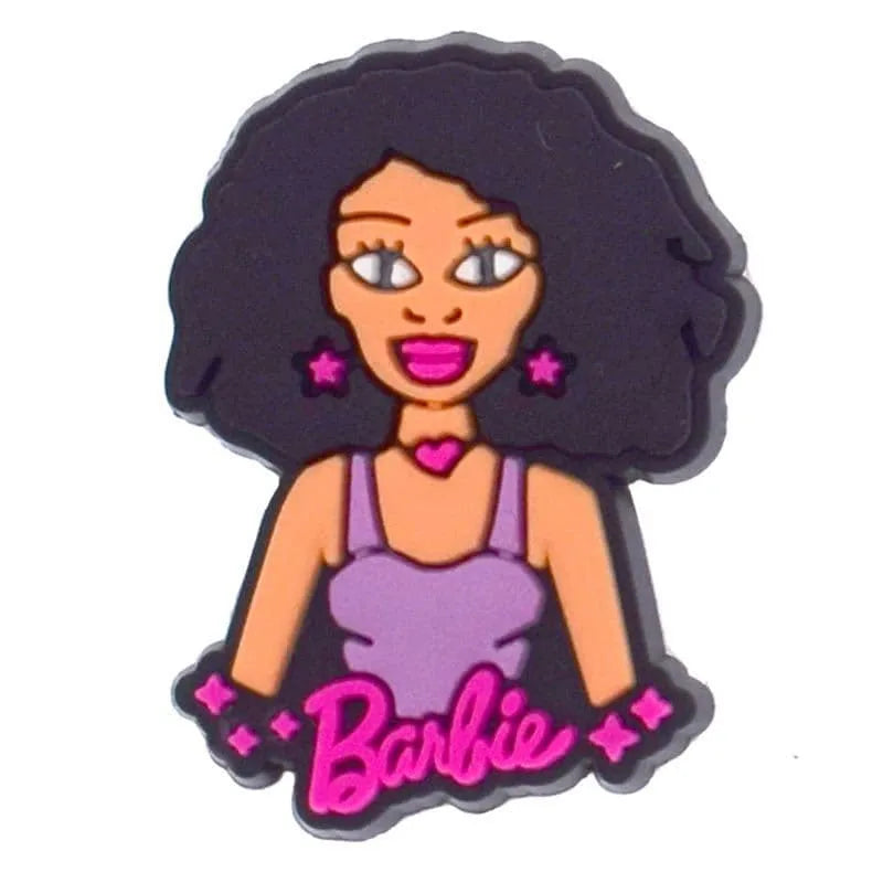 Long Black Hair Barbie Shoe Charm