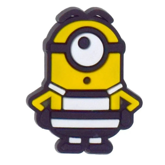 Black & White Striped Apron Minions Shoe Charm