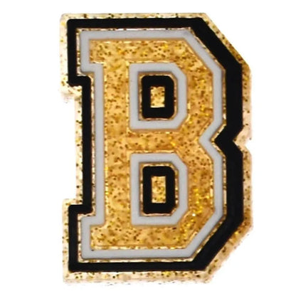 Shoe charm - A-Z  LETTERS, Speckled Gold with Black frame
