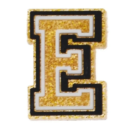 Shoe charm - A-Z  LETTERS, Speckled Gold with Black frame