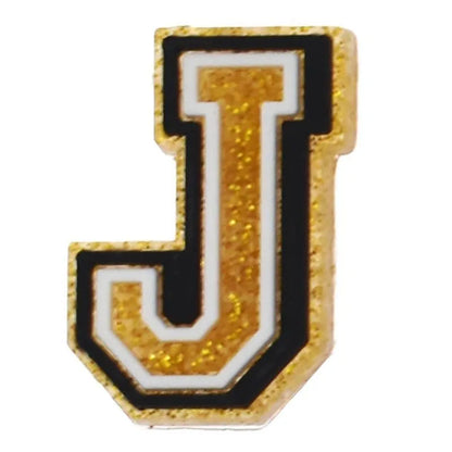 Shoe charm - A-Z  LETTERS, Speckled Gold with Black frame
