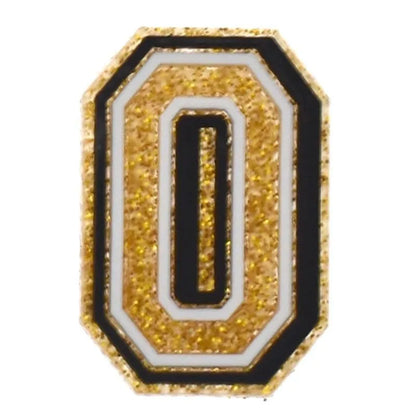 Shoe charm - A-Z  LETTERS, Speckled Gold with Black frame