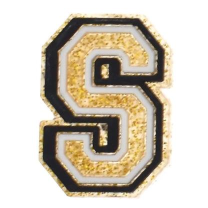 Shoe charm - A-Z  LETTERS, Speckled Gold with Black frame