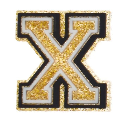 Shoe charm - A-Z  LETTERS, Speckled Gold with Black frame