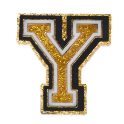 Shoe charm - A-Z  LETTERS, Speckled Gold with Black frame
