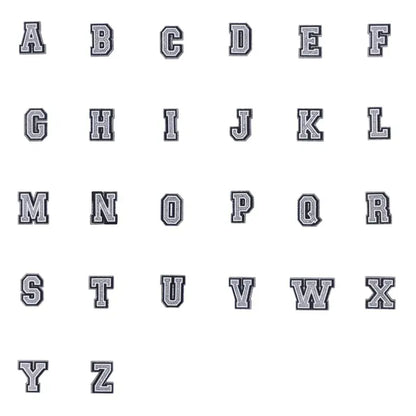 Shoe charm - A-Z  LETTERS, Speckled Silver with Black frame