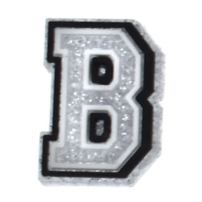Shoe charm - A-Z  LETTERS, Speckled Silver with Black frame