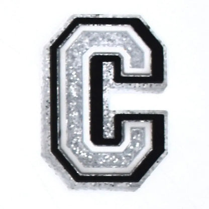 Shoe charm - A-Z  LETTERS, Speckled Silver with Black frame