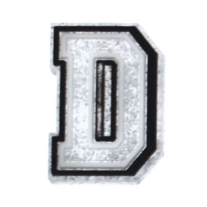 Shoe charm - A-Z  LETTERS, Speckled Silver with Black frame