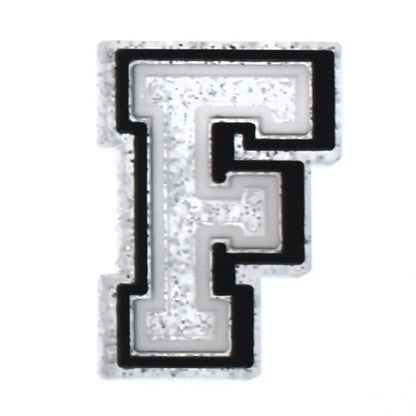Shoe charm - A-Z  LETTERS, Speckled Silver with Black frame