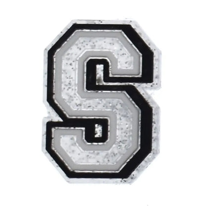 Shoe charm - A-Z  LETTERS, Speckled Silver with Black frame