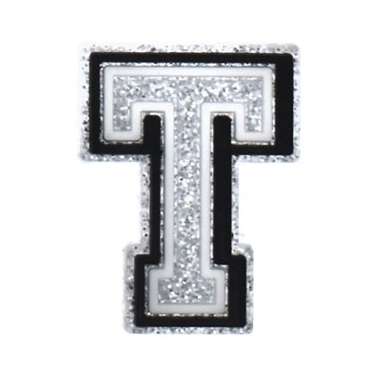 Shoe charm - A-Z  LETTERS, Speckled Silver with Black frame