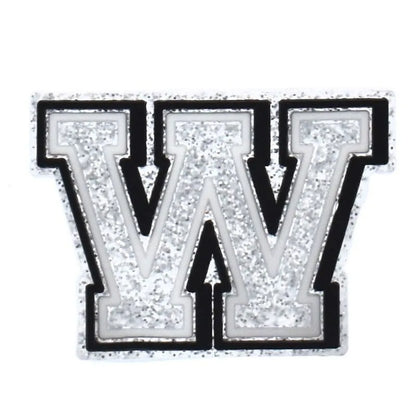 Shoe charm - A-Z  LETTERS, Speckled Silver with Black frame