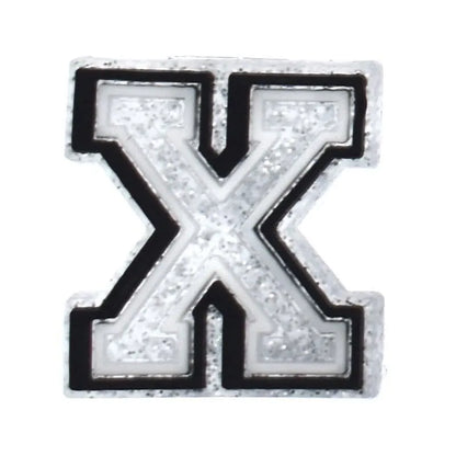 Shoe charm - A-Z  LETTERS, Speckled Silver with Black frame