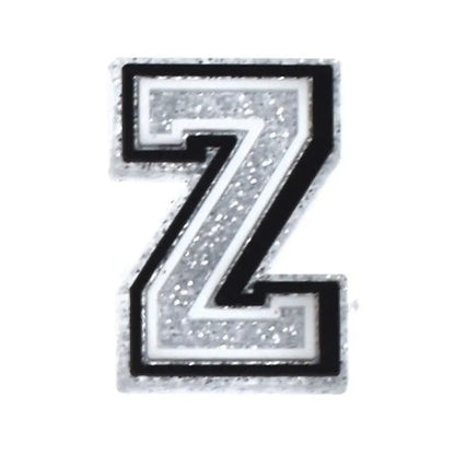 Shoe charm - A-Z  LETTERS, Speckled Silver with Black frame