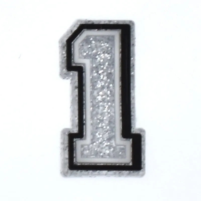 Shoe charm -NUMBERS, Speckled Silver with Black Frame