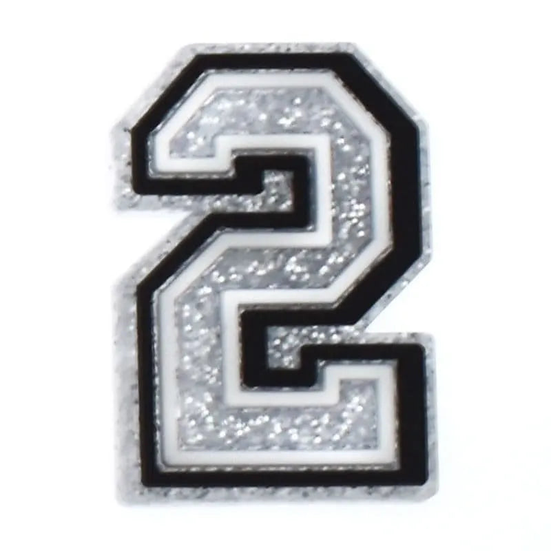 Shoe charm -NUMBERS, Speckled Silver with Black Frame