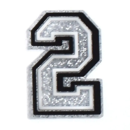 Shoe charm -NUMBERS, Speckled Silver with Black Frame