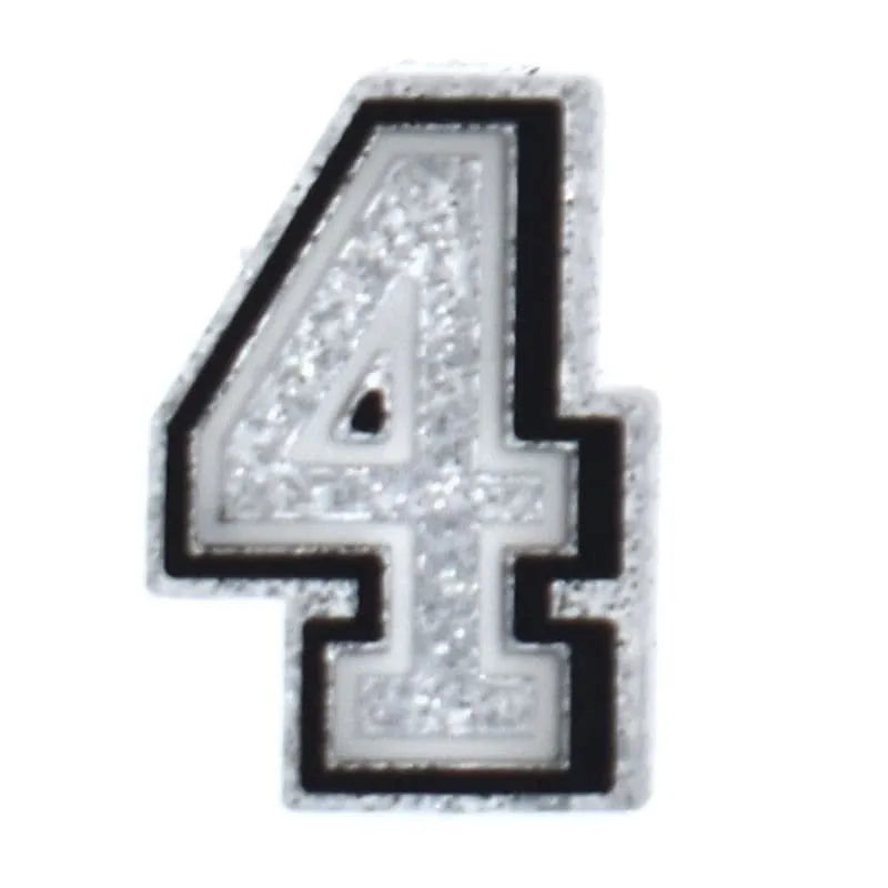 Shoe charm -NUMBERS, Speckled Silver with Black Frame