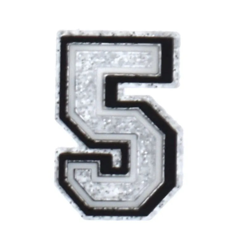 Shoe charm -NUMBERS, Speckled Silver with Black Frame
