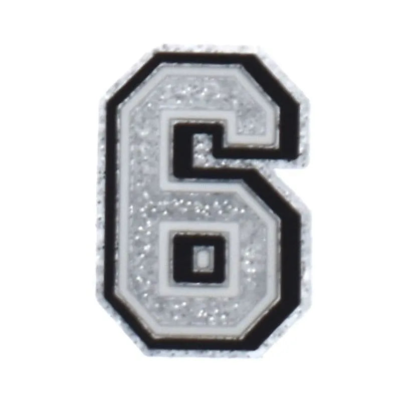 Shoe charm -NUMBERS, Speckled Silver with Black Frame