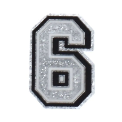 Shoe charm -NUMBERS, Speckled Silver with Black Frame