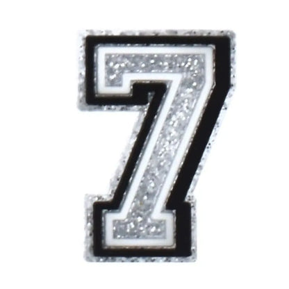 Shoe charm -NUMBERS, Speckled Silver with Black Frame