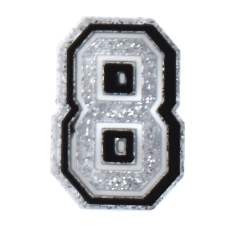 Shoe charm -NUMBERS, Speckled Silver with Black Frame