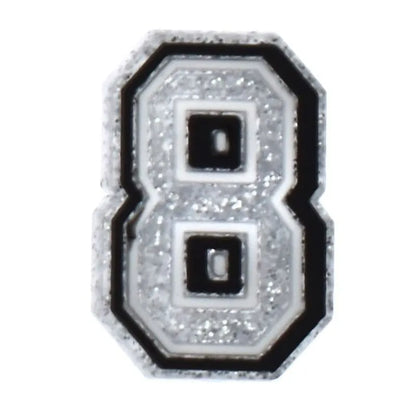 Shoe charm -NUMBERS, Speckled Silver with Black Frame
