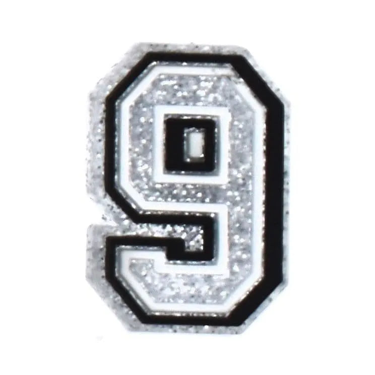 Shoe charm -NUMBERS, Speckled Silver with Black Frame