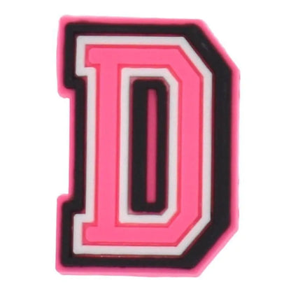 Shoe charm - A-Z  LETTERS, Pink with Black frame