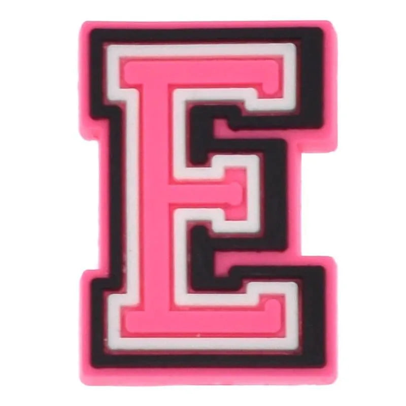 Shoe charm - A-Z  LETTERS, Pink with Black frame
