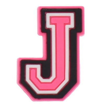 Shoe charm - A-Z  LETTERS, Pink with Black frame