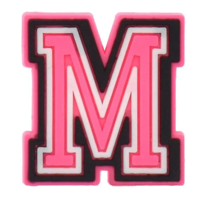 Shoe charm - A-Z  LETTERS, Pink with Black frame
