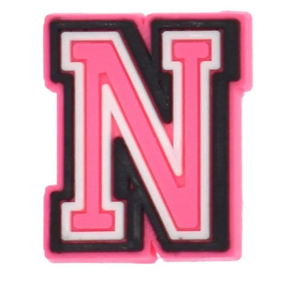 Shoe charm - A-Z  LETTERS, Pink with Black frame