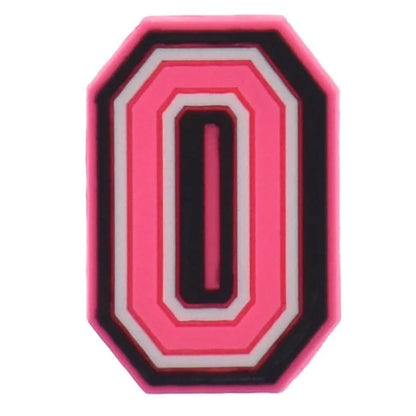 Shoe charm - A-Z  LETTERS, Pink with Black frame