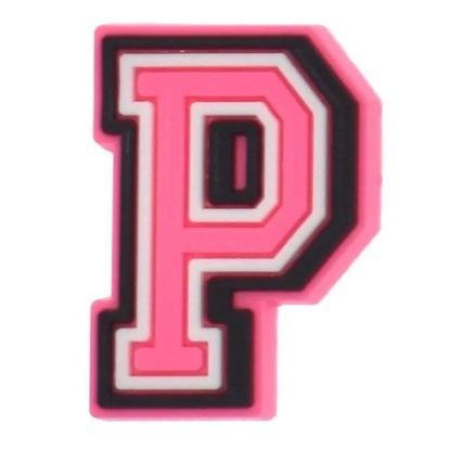 Shoe charm - A-Z  LETTERS, Pink with Black frame