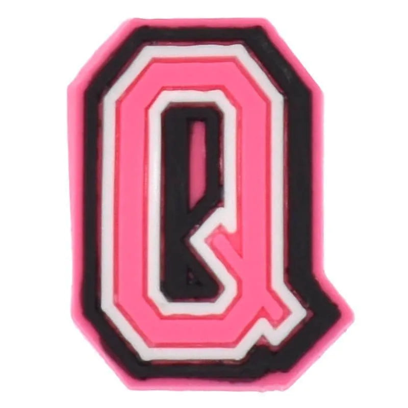 Shoe charm - A-Z  LETTERS, Pink with Black frame